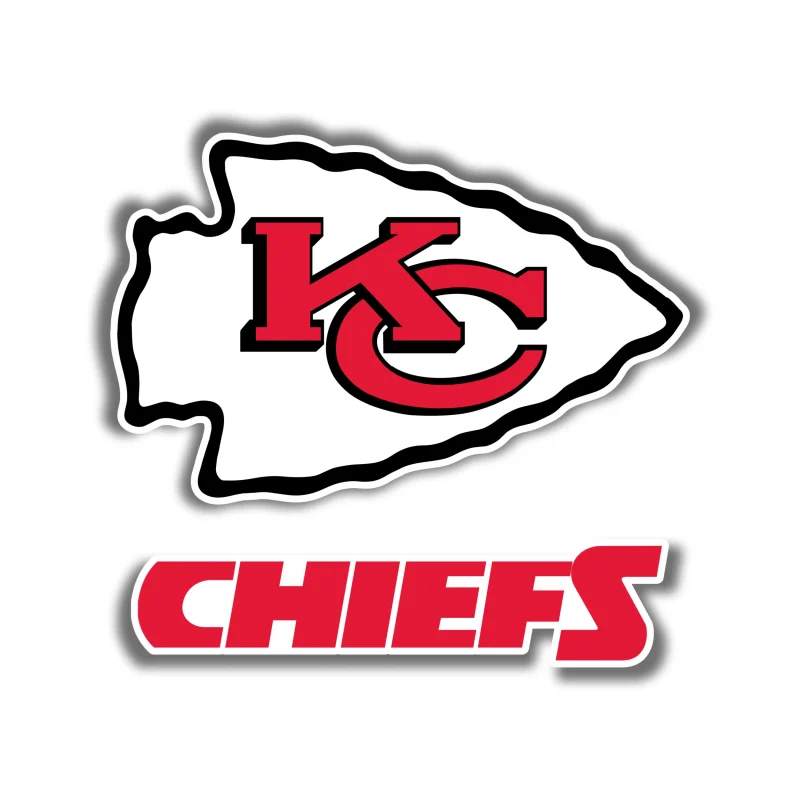 Kansas City Chiefs - White Arrow with Name- Full Color Vinyl Sticker – Custom Size