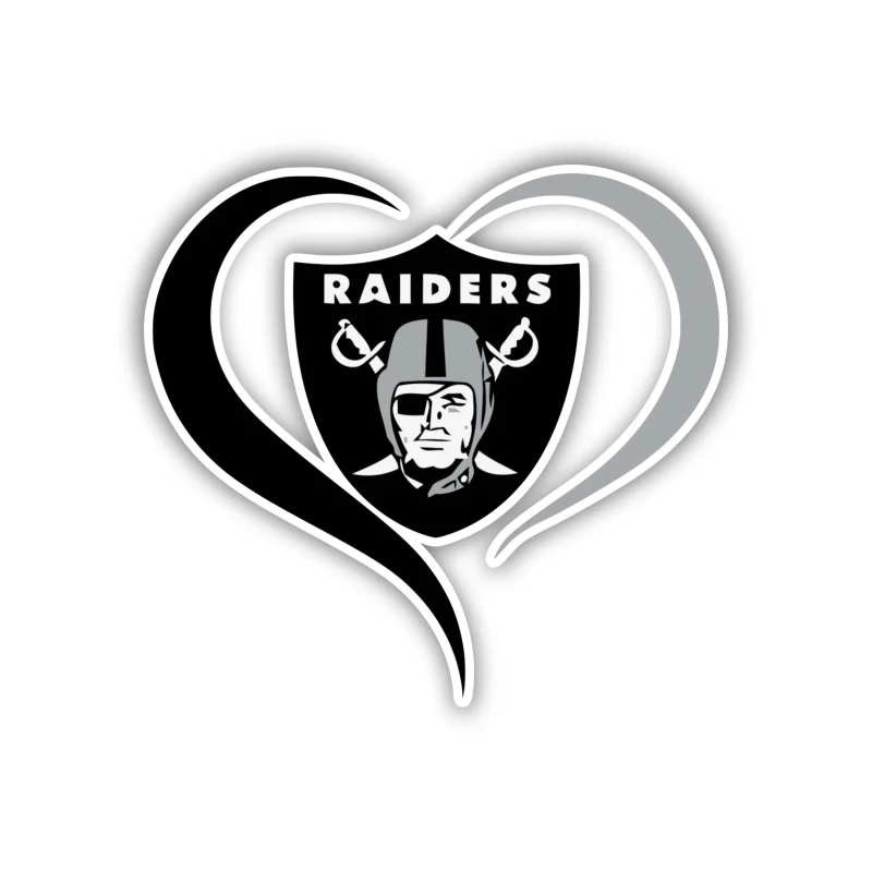 Las Vegas Raiders - Heart - Iron On DTF Transfer - Custom Size