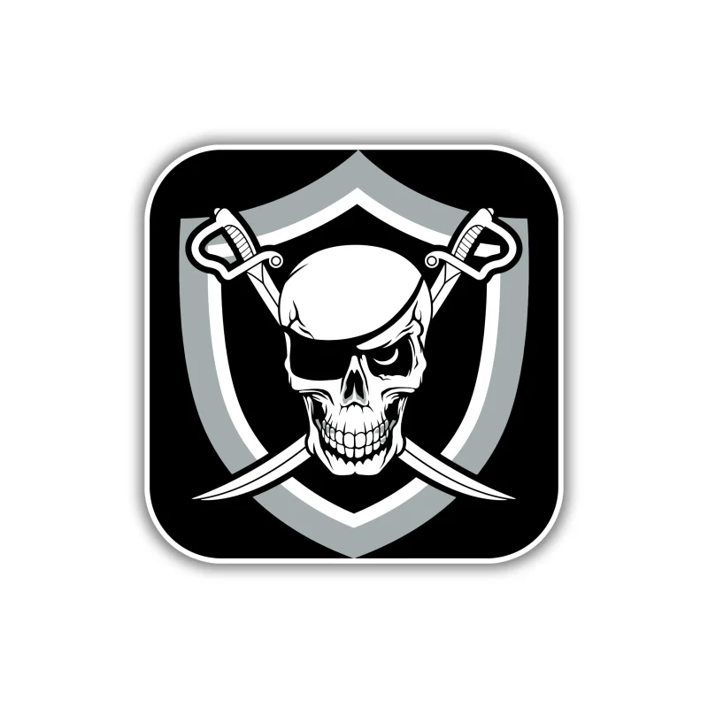 Las Vegas Raiders - Skull With Swords - Temporary Tattoo