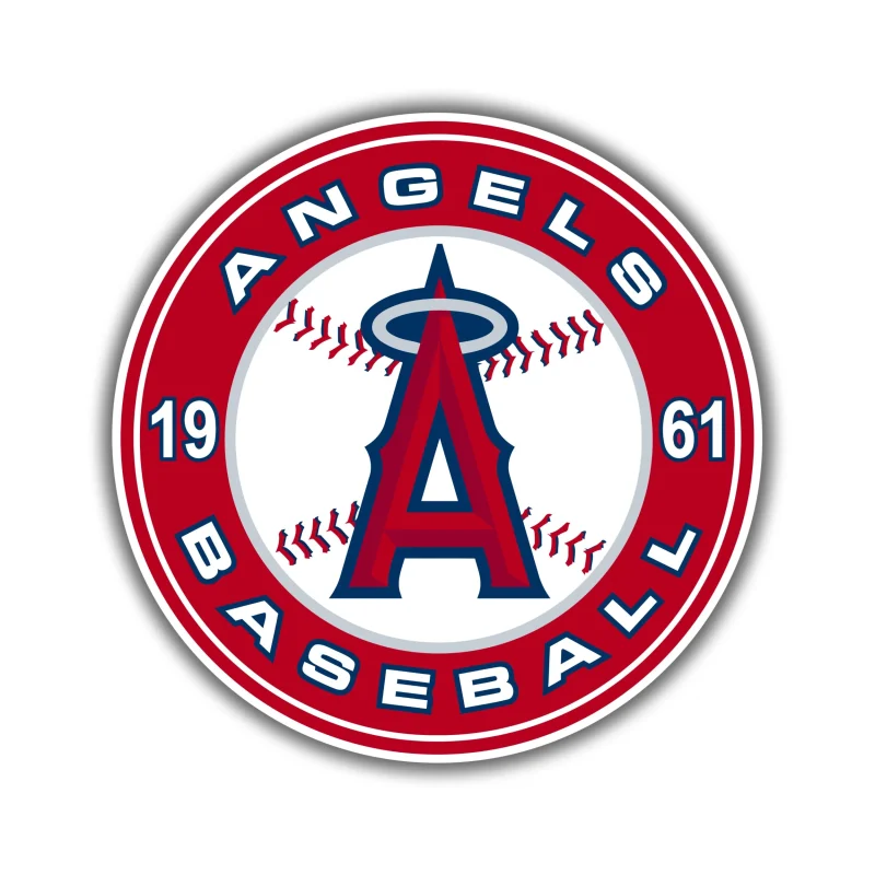 Los Angeles Angels - Red Circle With 1961 - Full Color Vinyl Sticker - Custom Size