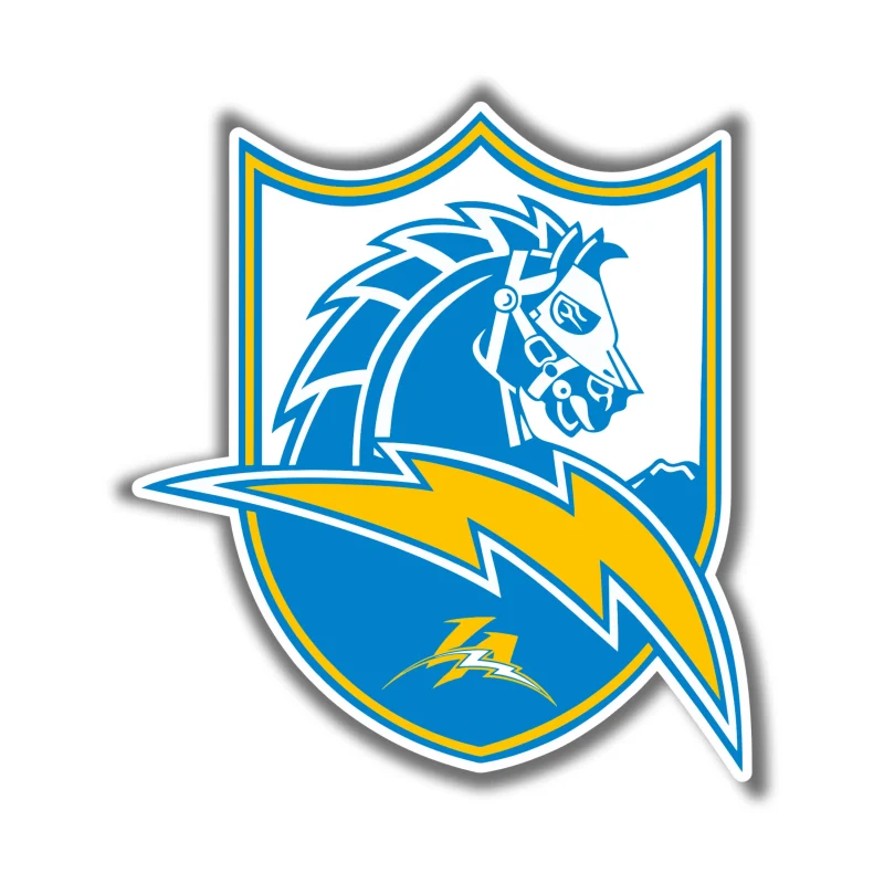 Los Angeles Chargers Full Color Vinyl Sticker - Light Horse Shield - Custom Size