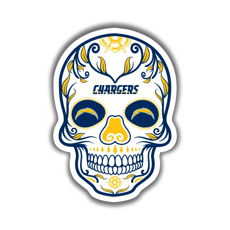 Los Angeles Chargers - Sugar Skull - Temporary Tattoo