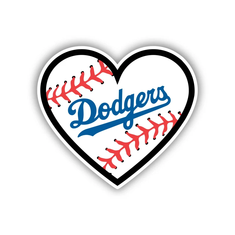 Los Angeles Dodgers - Baseball Heart With Dodgers - Iron On DTF Transfer - Custom Size