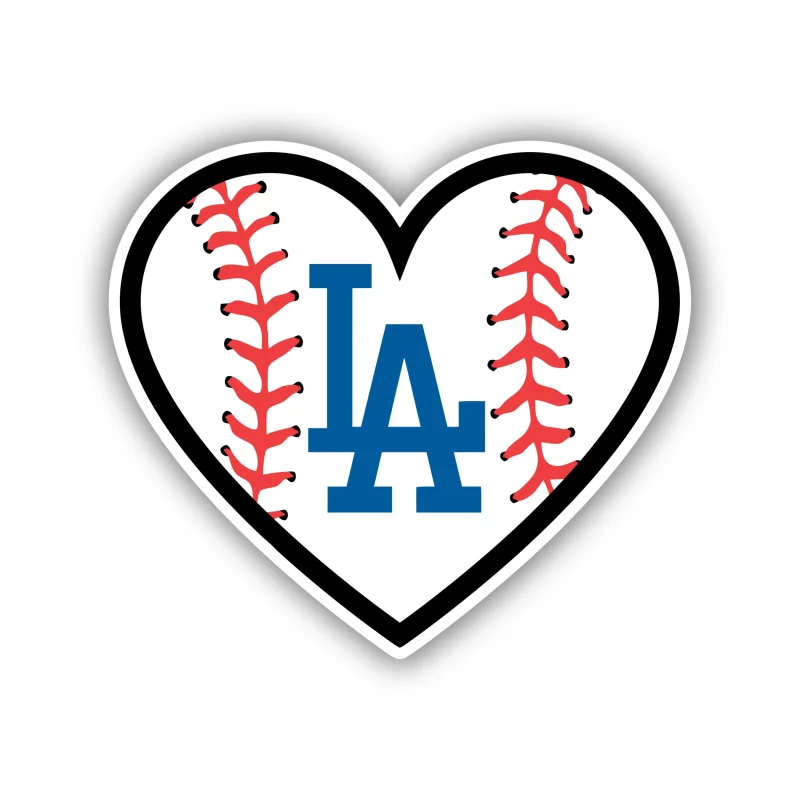 Los Angeles Dodgers - Baseball Heart With LA - Iron On DTF Transfer - Custom Size