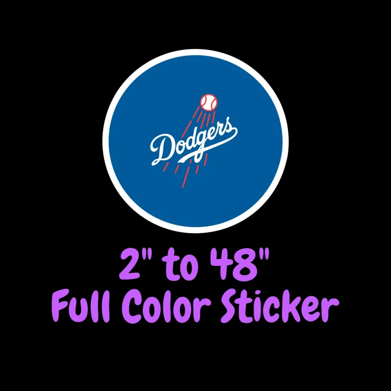 Los Angeles Dodgers - Blue Circle With Dodgers in Middle - Full Color Vinyl Sticker - Custom Size
