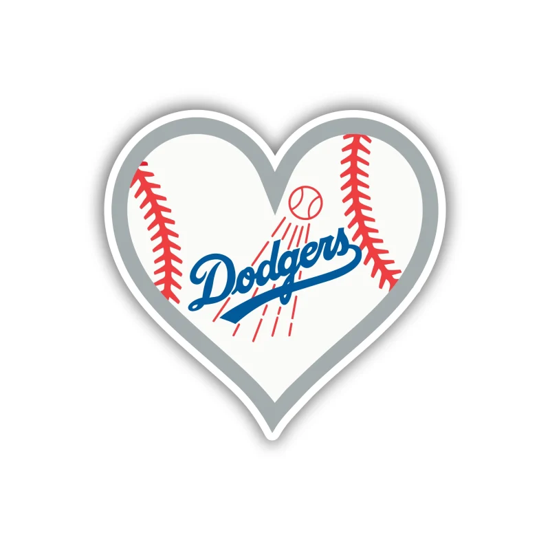 Los Angeles Dodgers - Dodgers With Baseball Heart - Iron On DTF Transfer - Custom Size