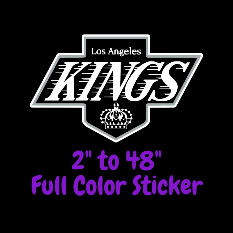 Los Angeles Kings - Black Background With Kings - Full Color Vinyl Sticker - Custom Size