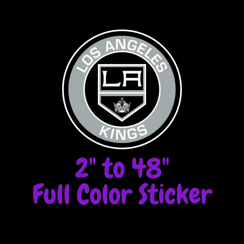 Los Angeles Kings - Circle With Name Full Color Vinyl Sticker - Custom Size