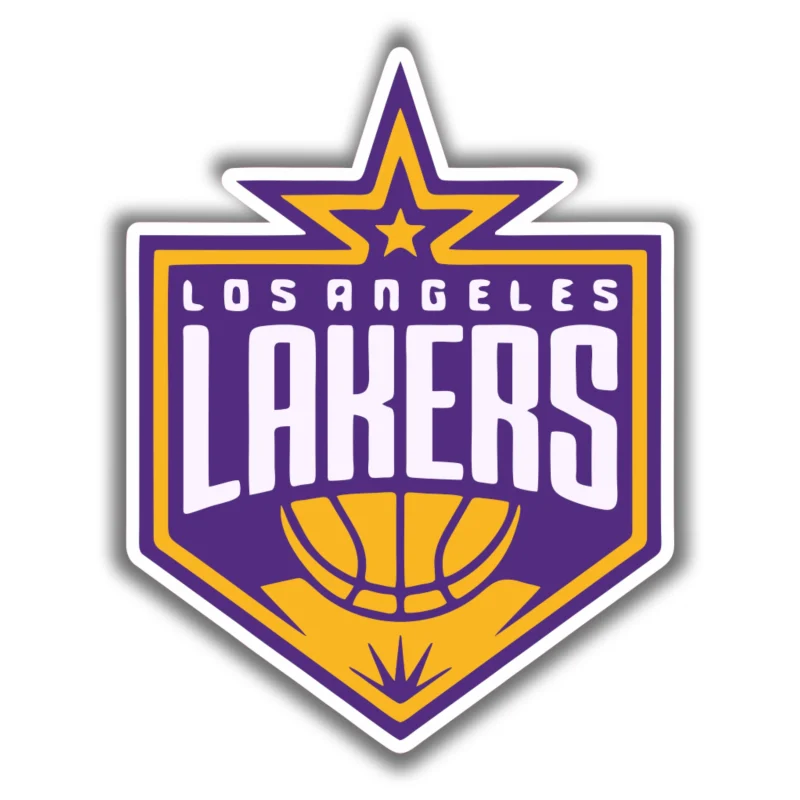 Los Angeles Lakers - Name With Star And Basketball - Iron On DTF Transfer - Custom Size