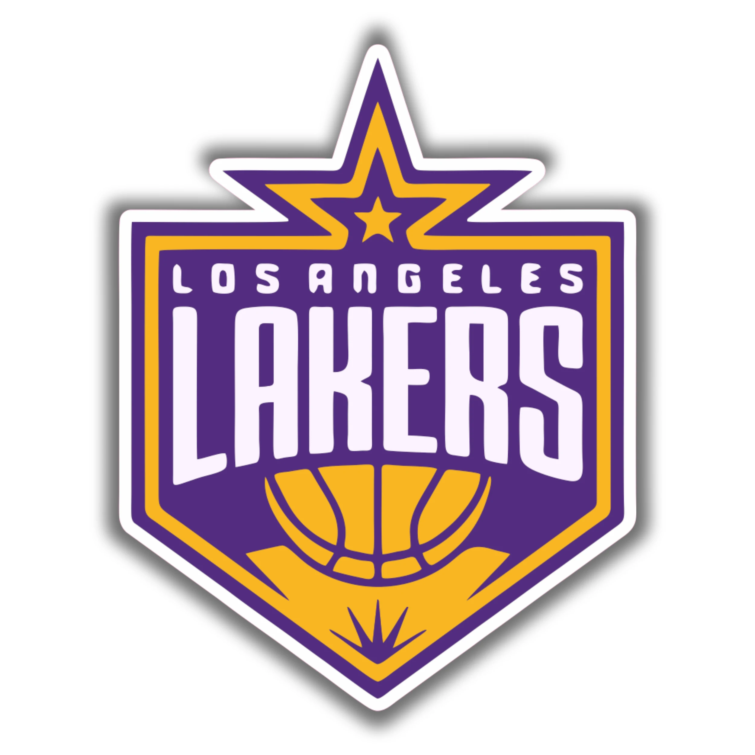 Los Angeles Lakers - Name With Star And Basketball - Iron On DTF Transfer - Custom Size