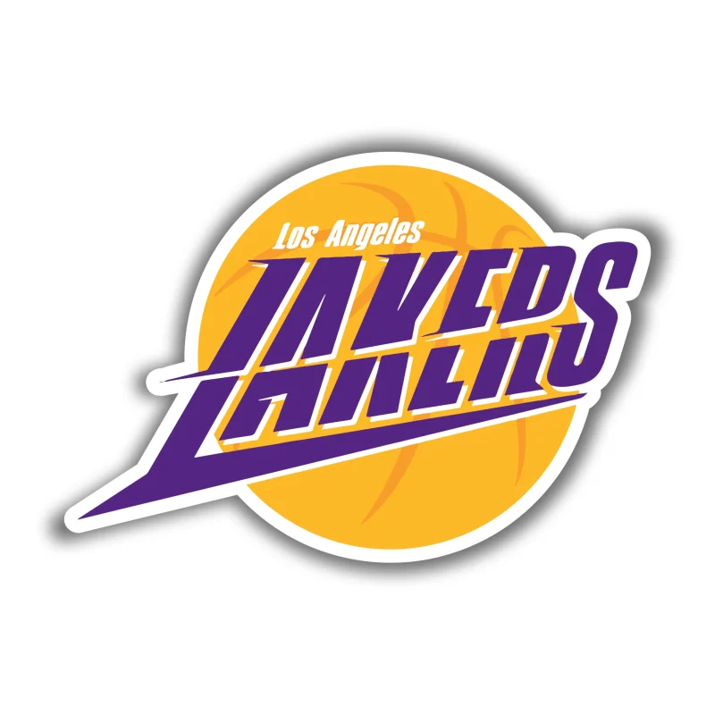 Los Angeles Lakers - Yellow Basketball With Purple And White Letters - Iron On DTF Transfer - Custom Size
