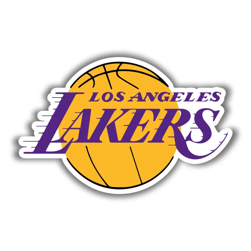 Los Angeles Lakers - Yellow Basketball With Purple Name - Iron On DTF Transfer - Custom Size