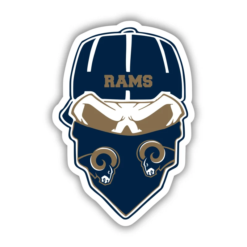 Los Angeles Rams - Skull with Blue Cap - Iron On DTF Transfer - Custom Size