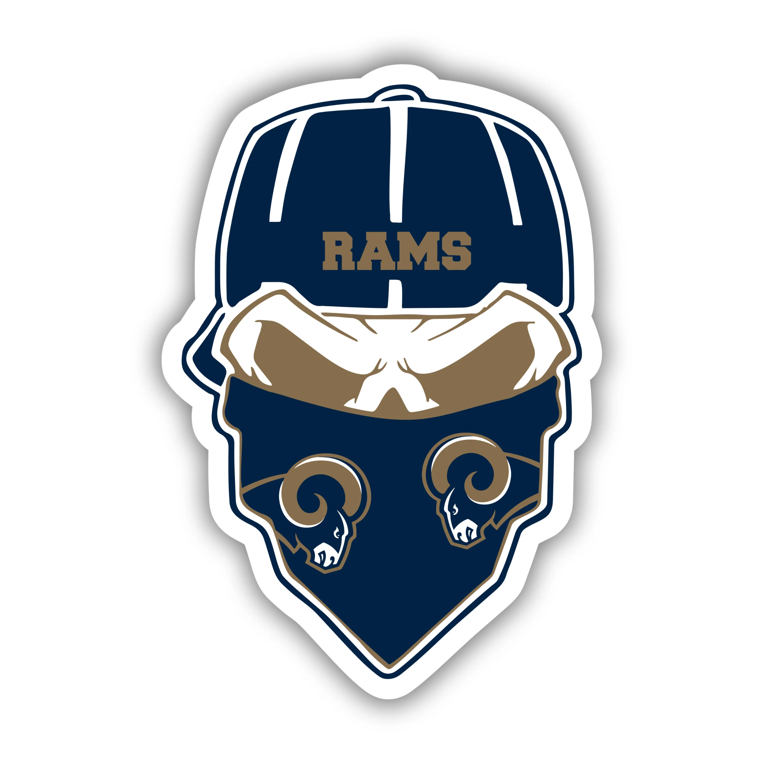 Los Angeles Rams - Skull With Cap - Temporary Tattoo