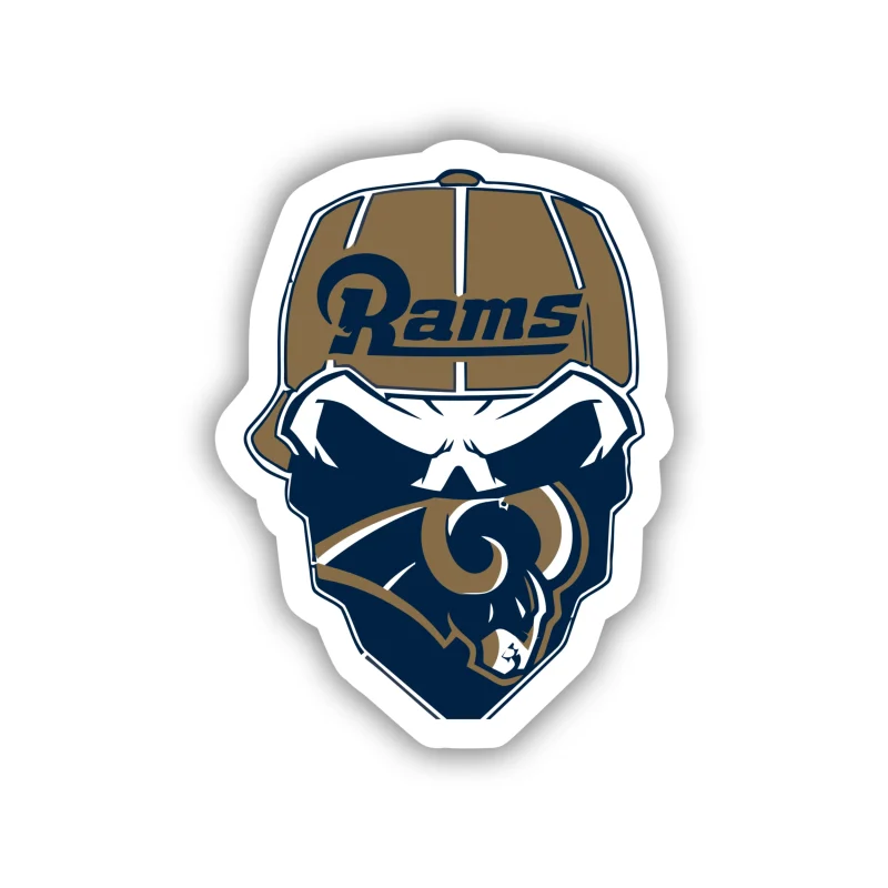 Los Angeles Rams - Skull with Gold Cap - Iron On DTF Transfer - Custom Size
