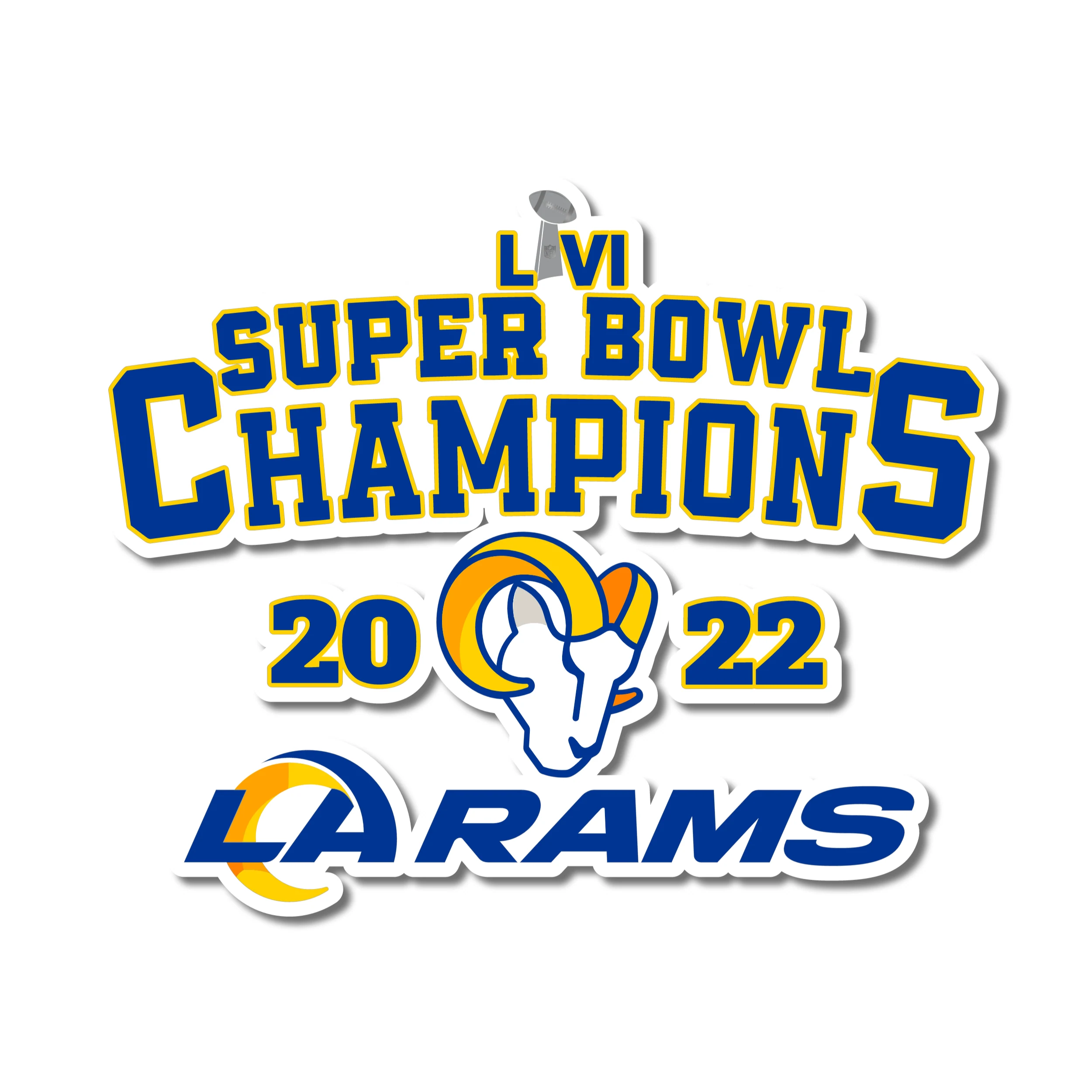 Los Angeles Rams Super Bowl Champion Full Color Vinyl Sticker - Custom Size