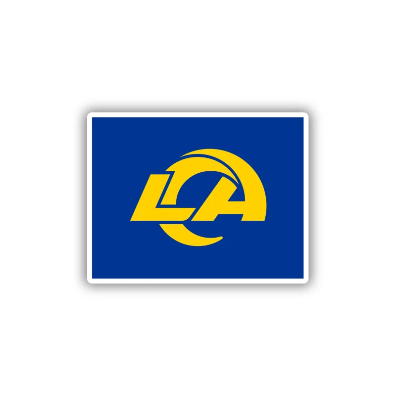 Los Angeles Rams - Yellow LA with Blue Background - Iron On DTF Transfer - Custom Size