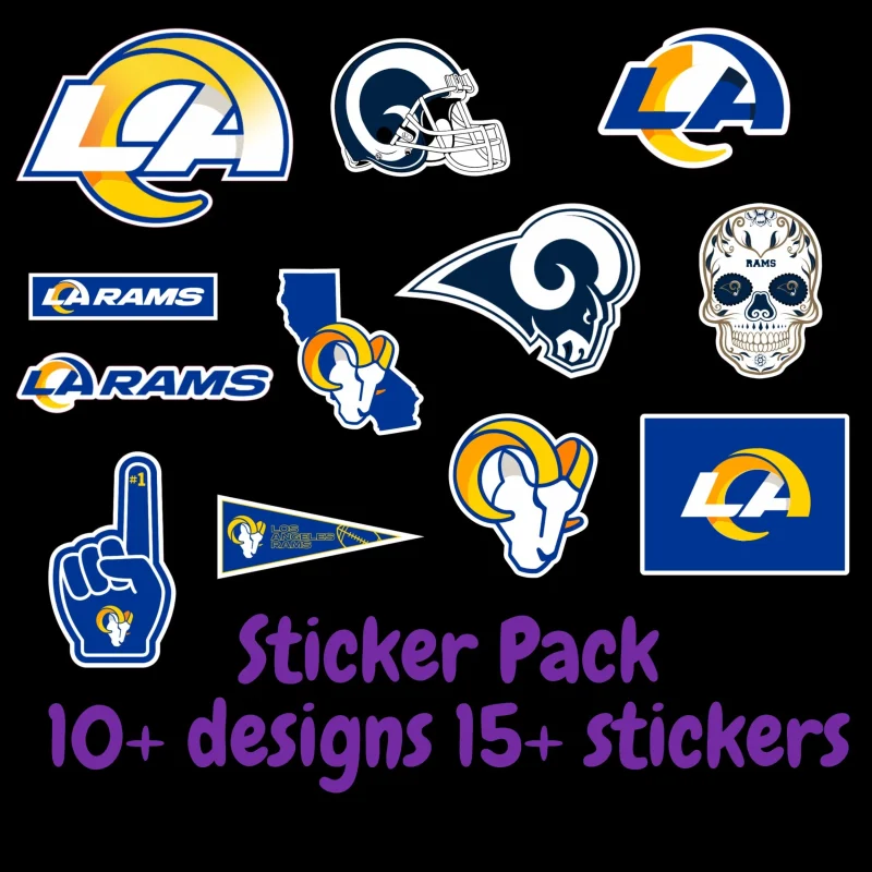 Los Angeles Rams Sticker Pack; Hydroflask decal ; Laptop Decal ; Yeti Decal;  Cell phone Decal;  Vinyl Car Decal- Custom Size