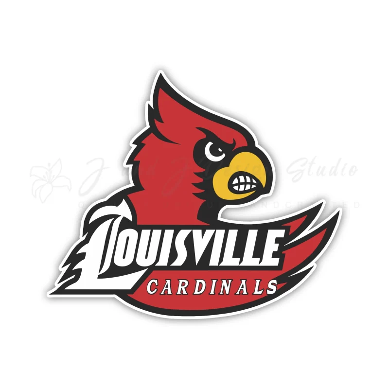 Louisville Cardinals - Cardinal with Lettering- Full Color Vinyl Decal