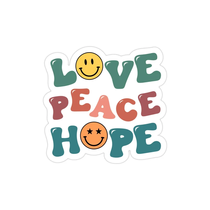 Love Peace Hope Full Color Vinyl Decal - Custom Size