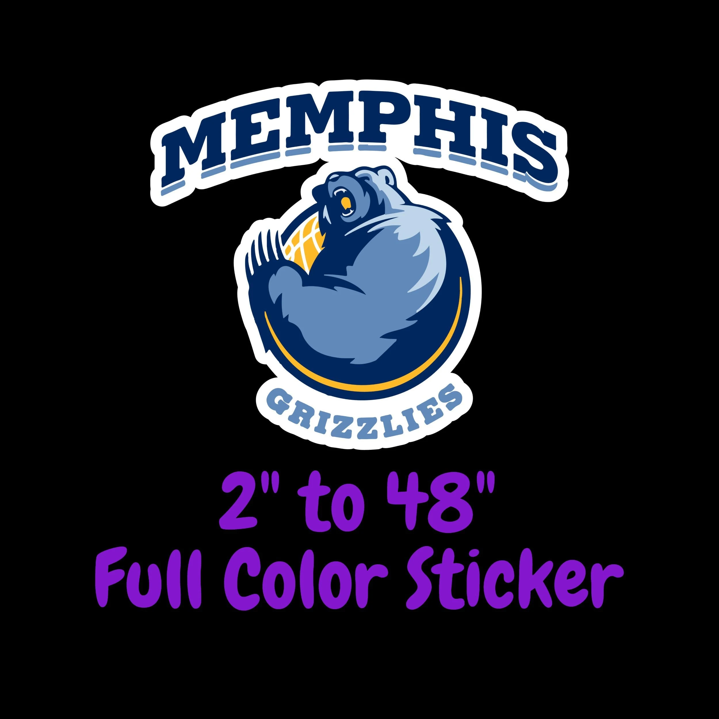Memphis Grizzlies Full Color Vinyl Sticker - Custom Size