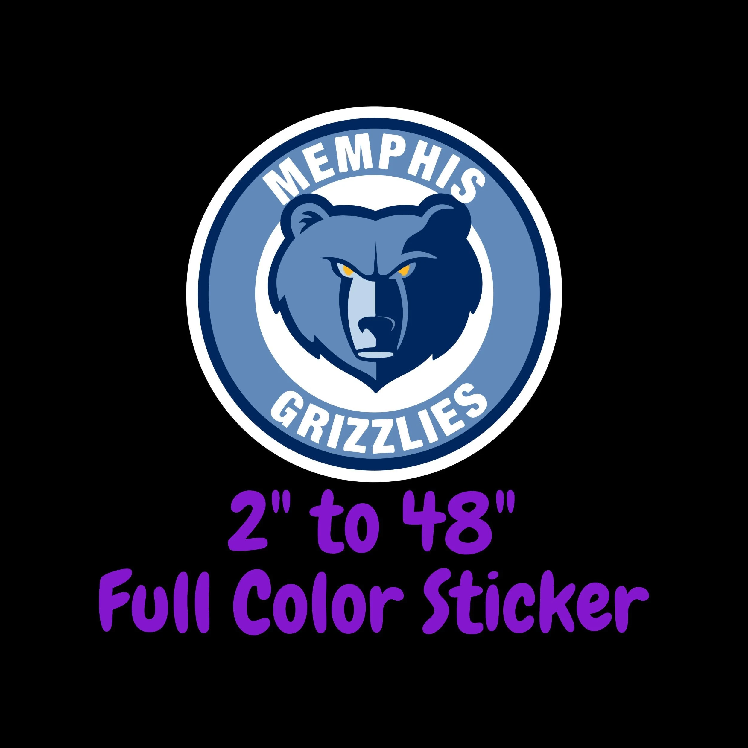 Memphis Grizzlies Full Color Vinyl Sticker - Custom Size