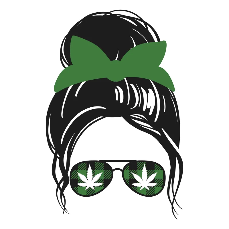MESSY BUN MARIJUANA LEAF - Iron On DTF Transfer - Custom Size