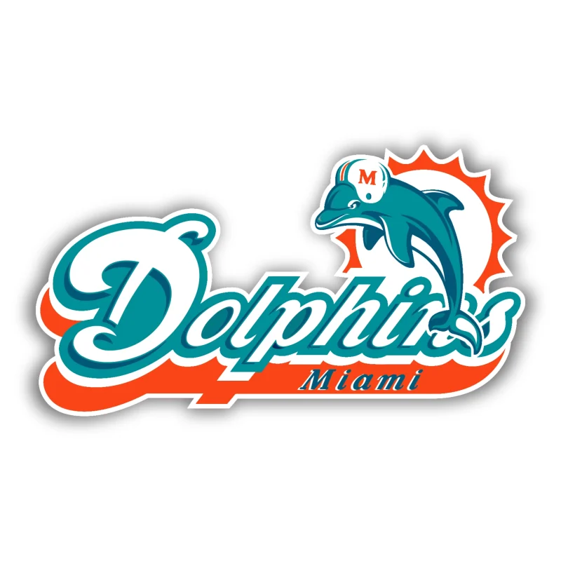 Miami Dolphins - Lettering - Full Color Vinyl Sticker - Custom Size