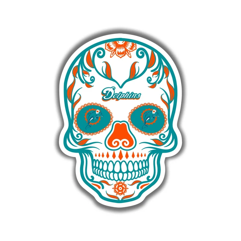 Miami Dolphins - Sugar Skull - Temporary Tattoo