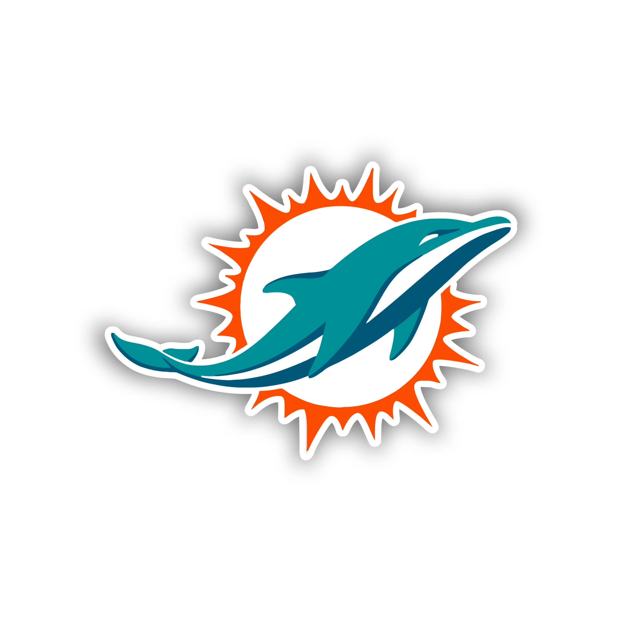 Miami Dolphins - Sun - Full Color Vinyl Sticker - Custom Size