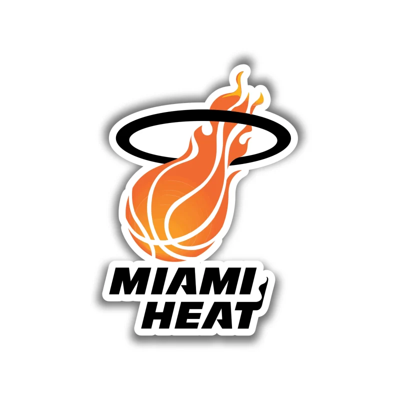 Miami Heat - Basketball With Black Halo And Name - Iron On DTF Transfer - Custom Size