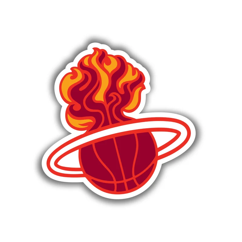 Miami Heat - Basketball With Flames And Halo - Iron On DTF Transfer - Custom Size