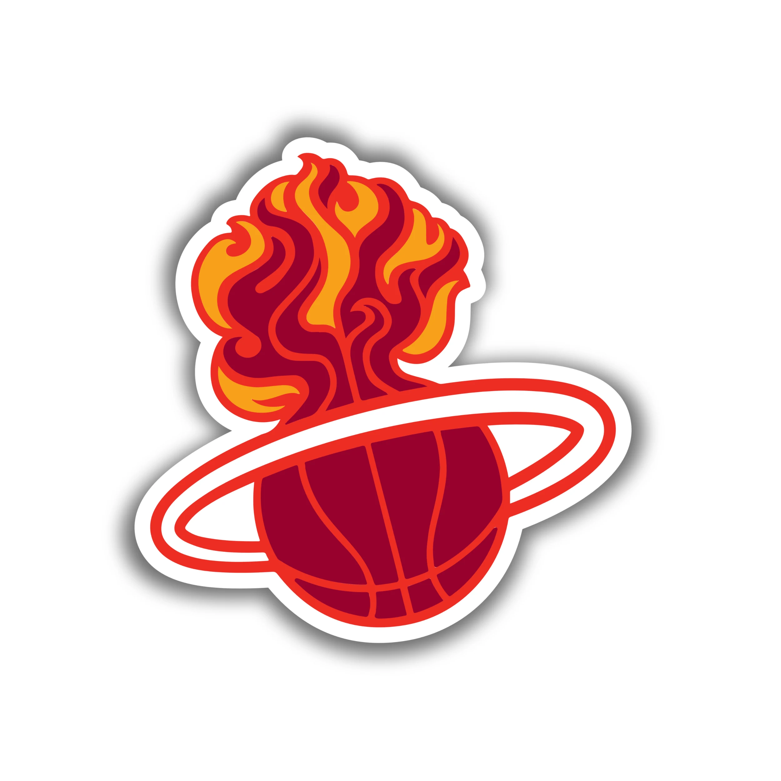 Miami Heat - Basketball With Flames And Halo - Iron On DTF Transfer - Custom Size