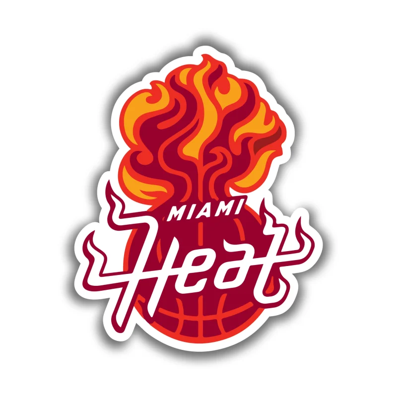 Miami Heat - Basketball With Flames And Name - Iron On DTF Transfer - Custom Size