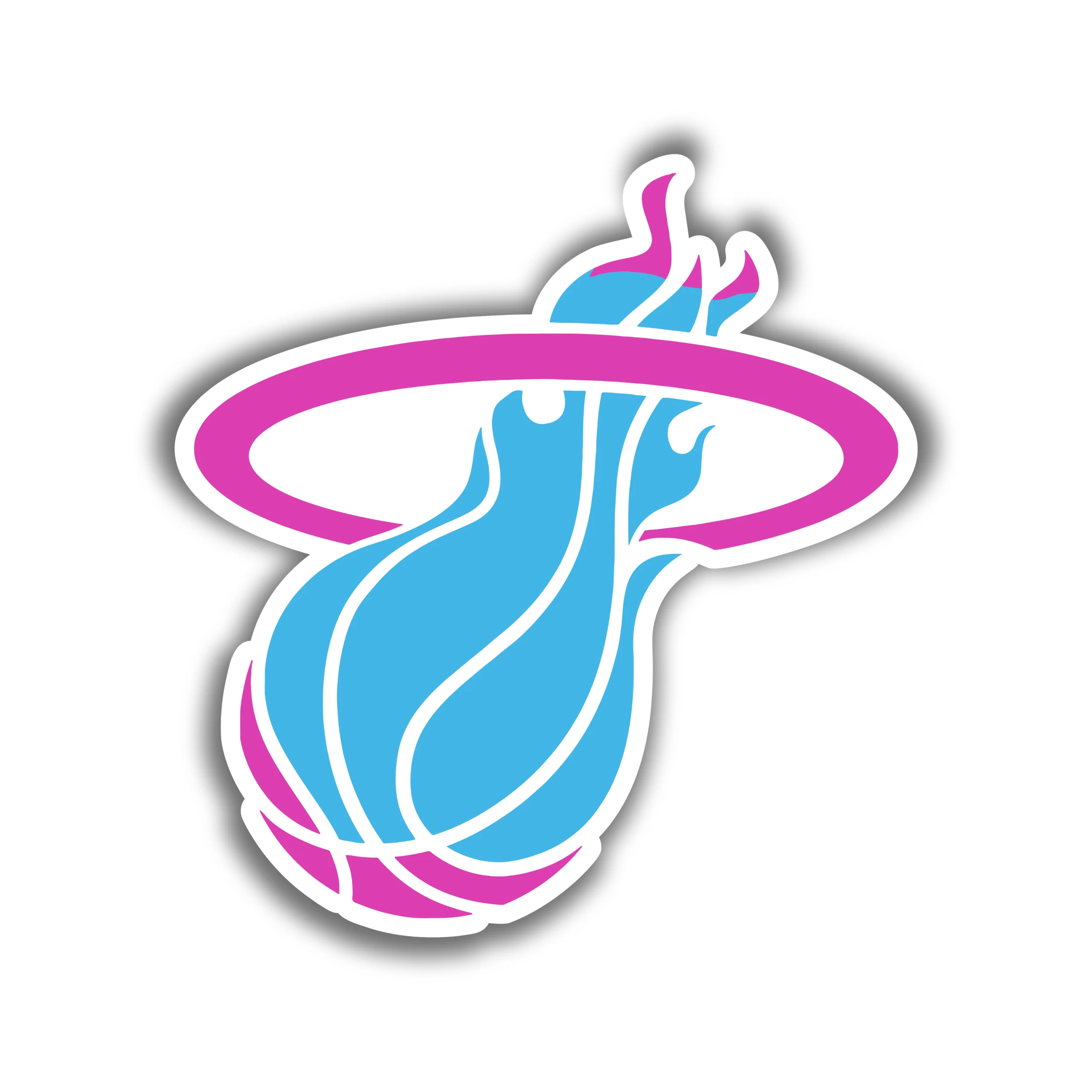 Miami Heat - Blue And Pink Basketball With Halo - Iron On DTF Transfer - Custom Size