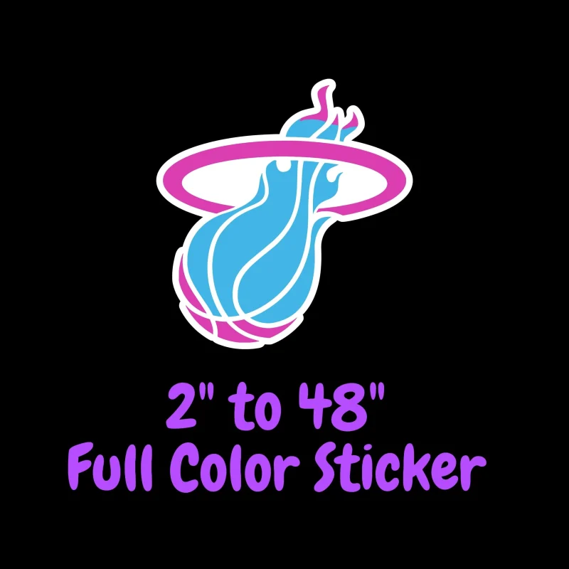 Miami Heat Full Color Vinyl Sticker - Custom Size
