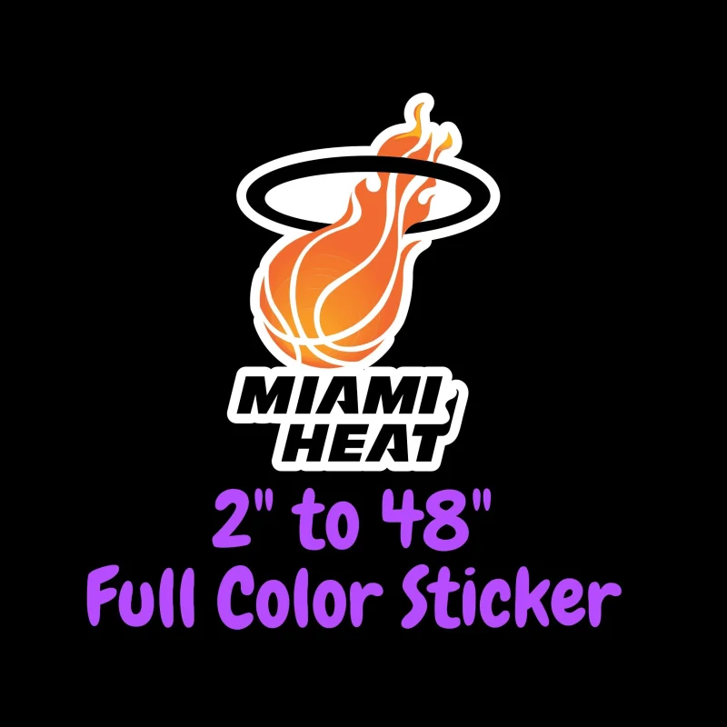 Miami Heat Full Color Vinyl Sticker - Custom Size