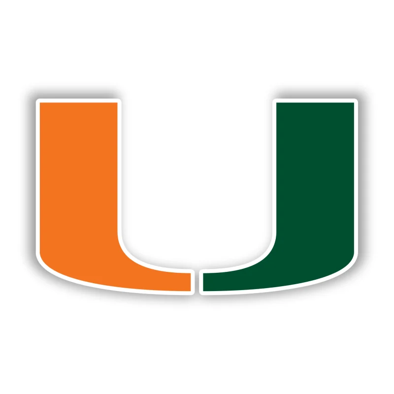 Miami Hurricanes - Orange and Green U - Iron On DTF Transfer - Custom Size