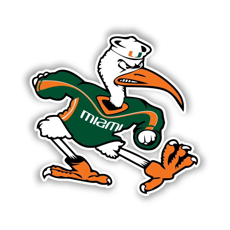 Miami Hurricanes - Sebastian the Ibis - Iron On DTF Transfer - Custom Size