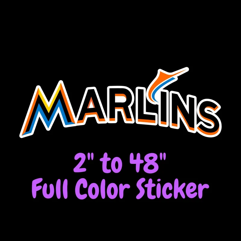 Miami Marlins - Marlins - Full Color Vinyl Sticker - Custom Size