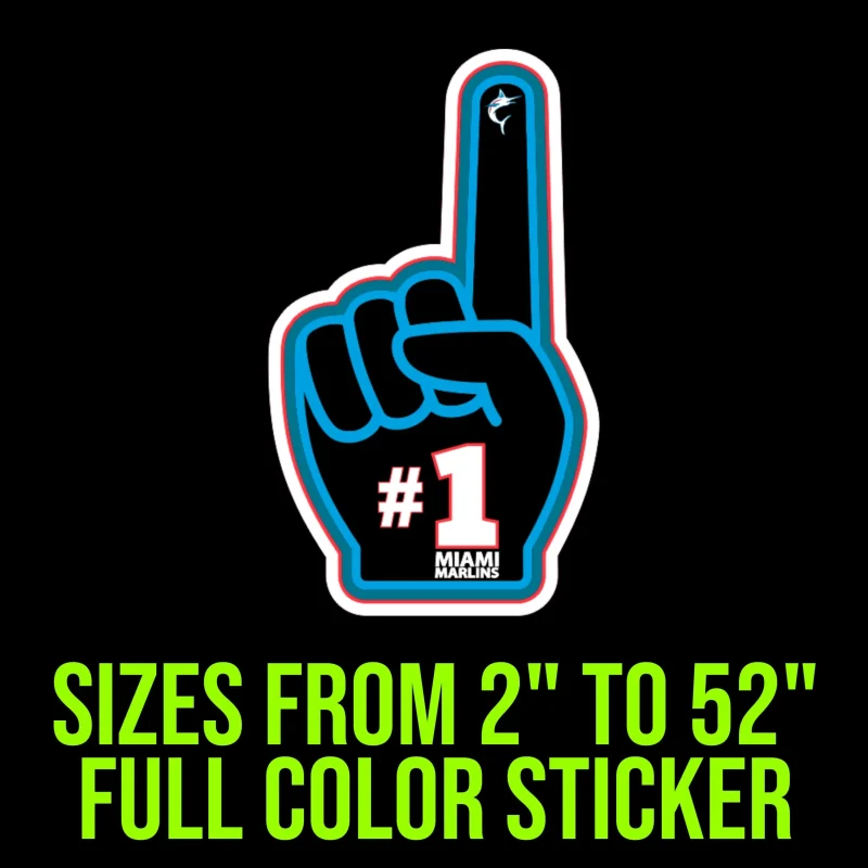 Miami Marlins - Number #1 - Full Color Vinyl Sticker - Custom Size