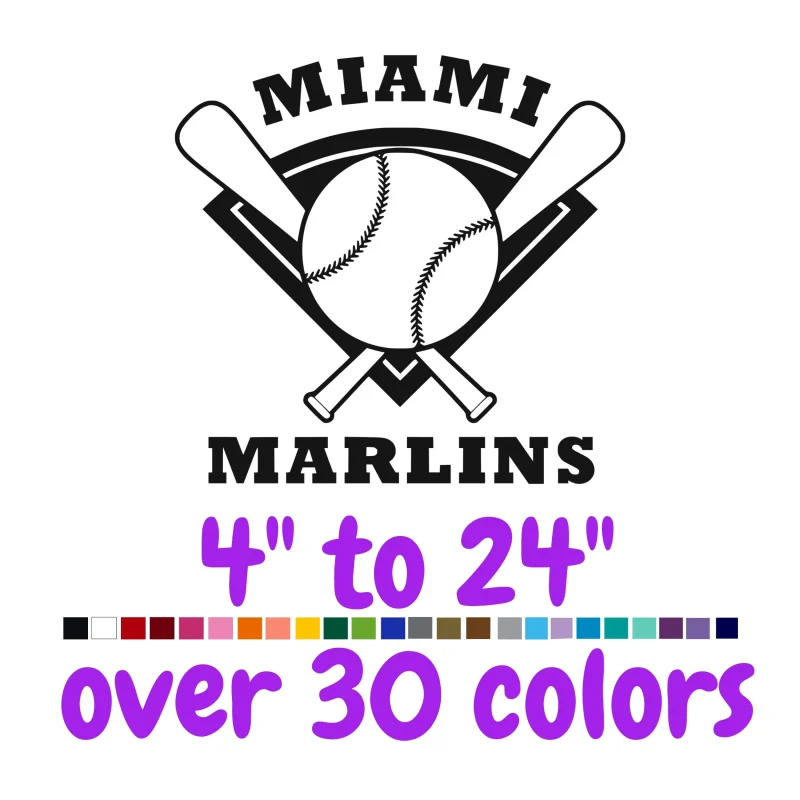 Miami Marlins Vinyl Decal - Custom Size
