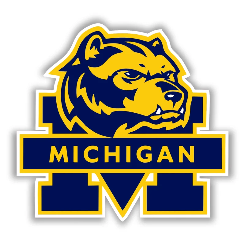 Michigan Wolverines - M with Wolverine - Iron On DTF Transfer - Custom Size