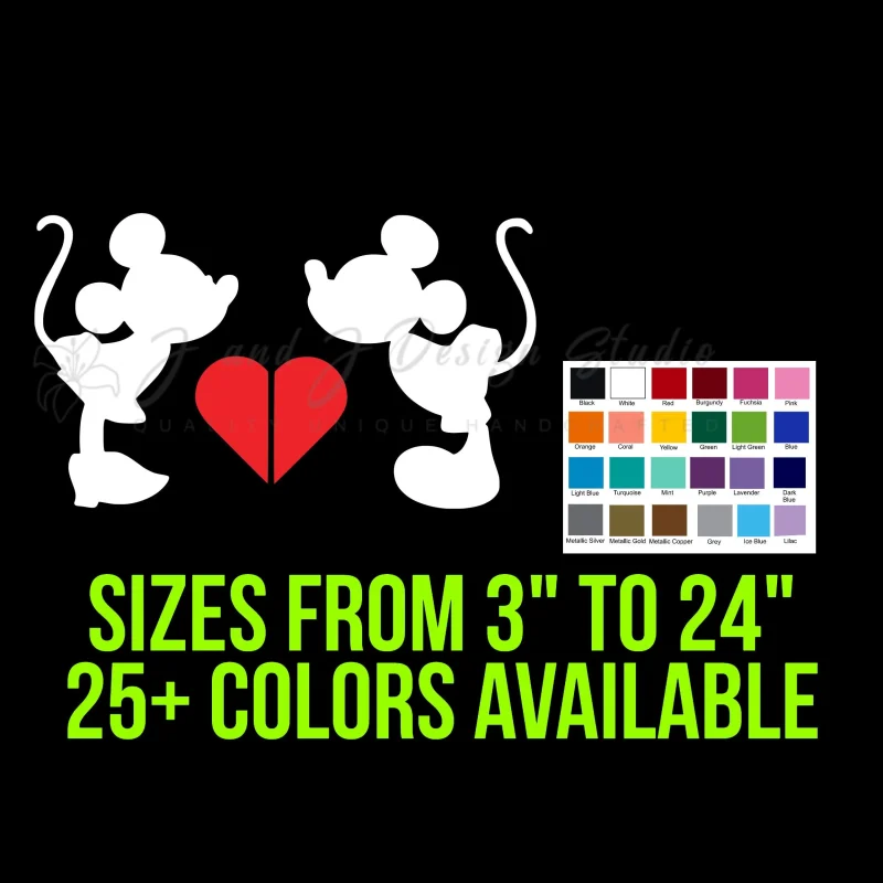 Mickey and Minnie Mouse Vinyl Phone Decal - Custom Size