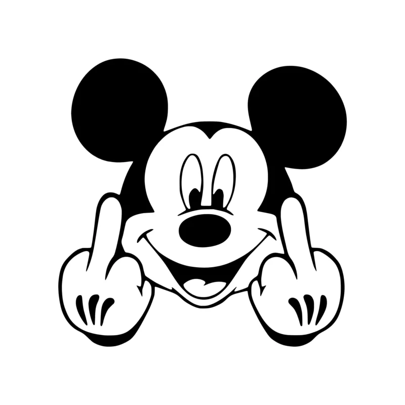 Mickey Mouse Flipping Off Vinyl Decal - Custom Size