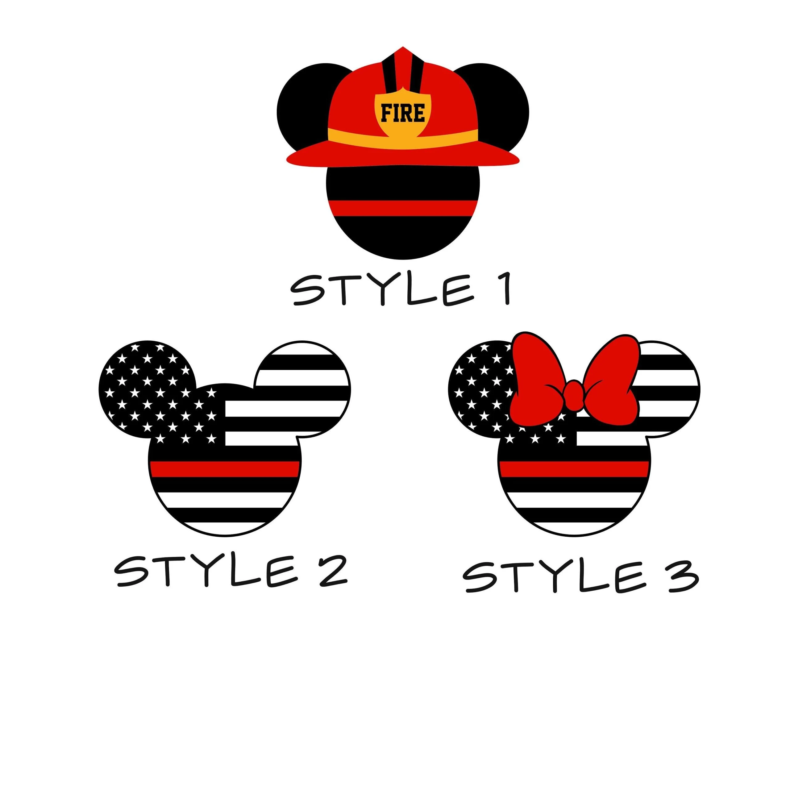 Mickey or Minnie Mouse Fire Fighter Vinyl Decal - Custom Size