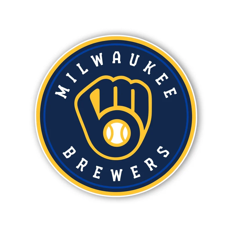 Milwaukee Brewers - Circle With Name And Glove - Full Color Vinyl Sticker - Custom Size
