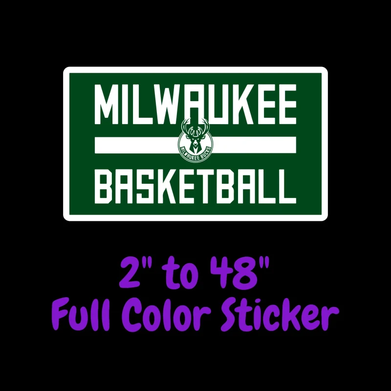 Milwaukee Bucks Full Color Vinyl Sticker - Custom Size
