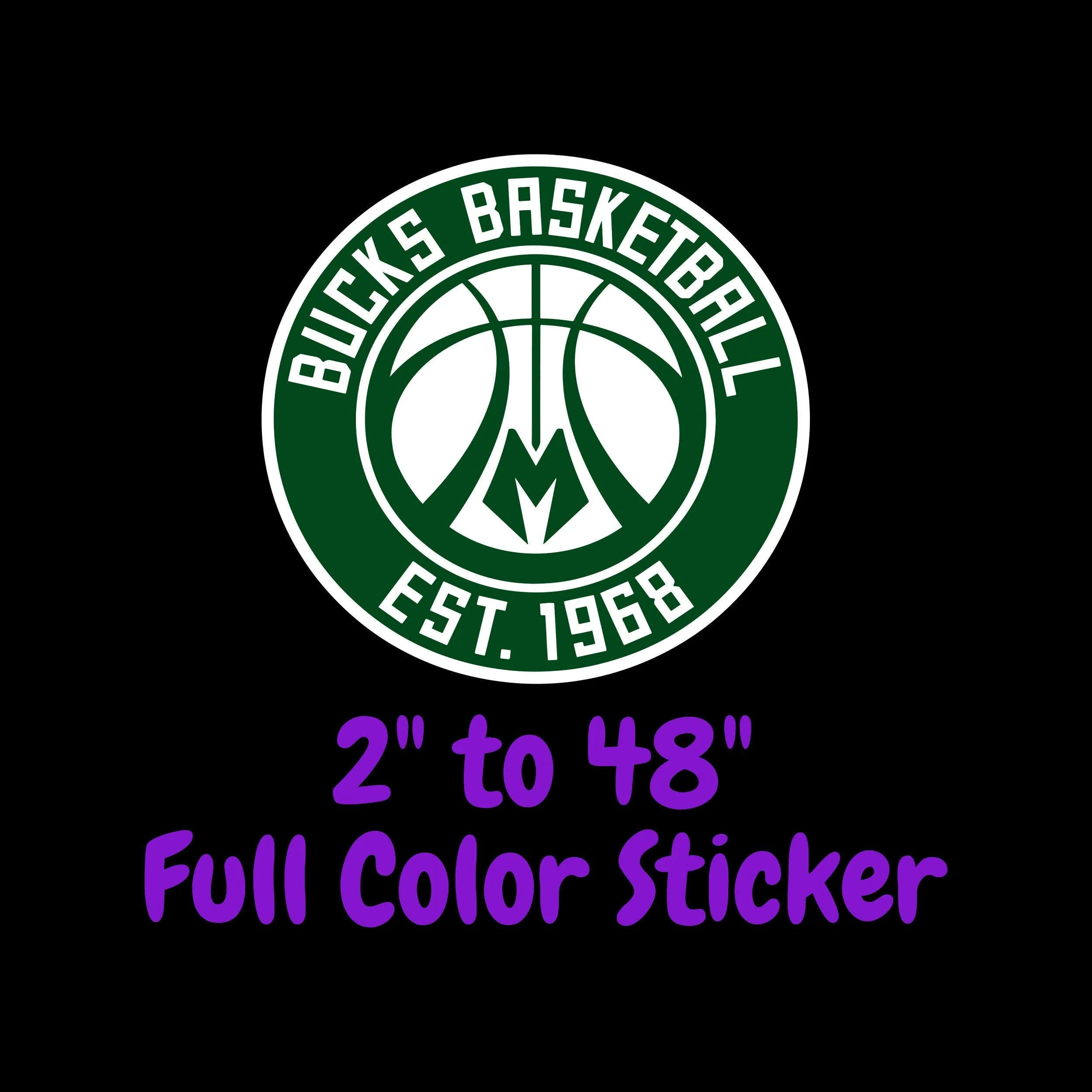 Milwaukee Bucks Full Color Vinyl Sticker - Custom Size