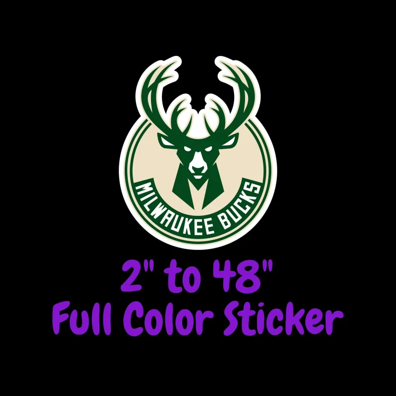 Milwaukee Bucks Full Color Vinyl Sticker - Custom Size